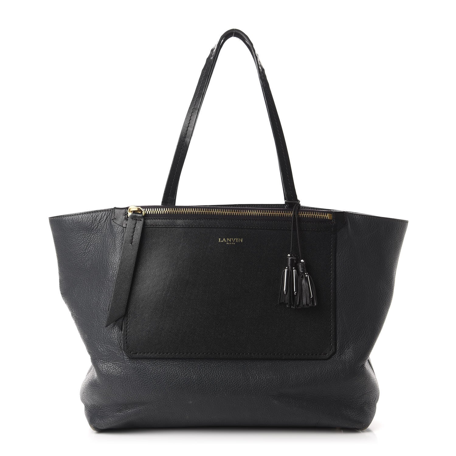 Lanvin Grained Calfskin New Easy Shopper Tote Navy Black 1 of 20