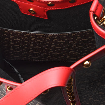 Burberry E-Canvas Monogram Studded Medium Portrait Tote Bag Red 4 of 5