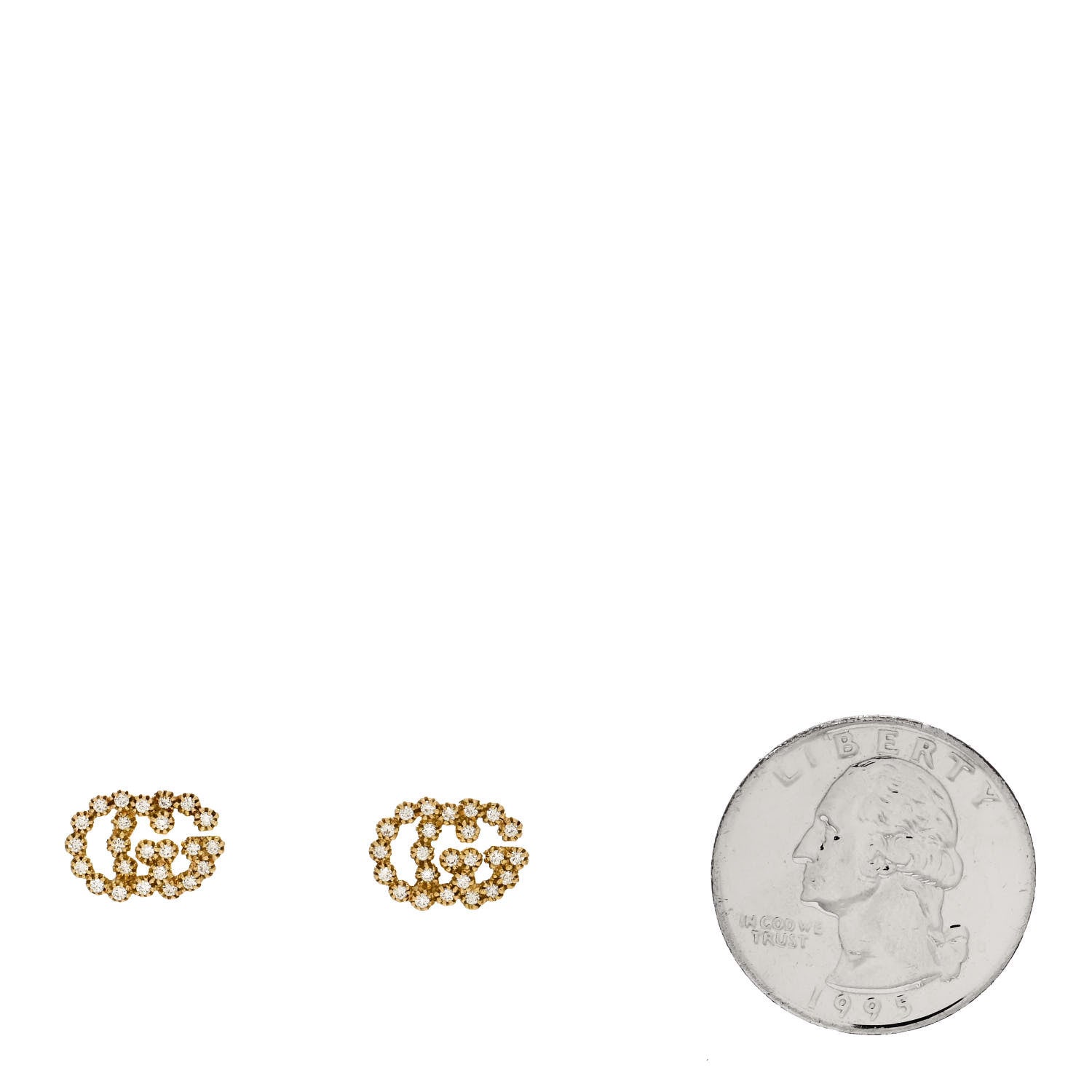 Gucci 18K Yellow Gold Diamond Running G Earrings 2 of 4