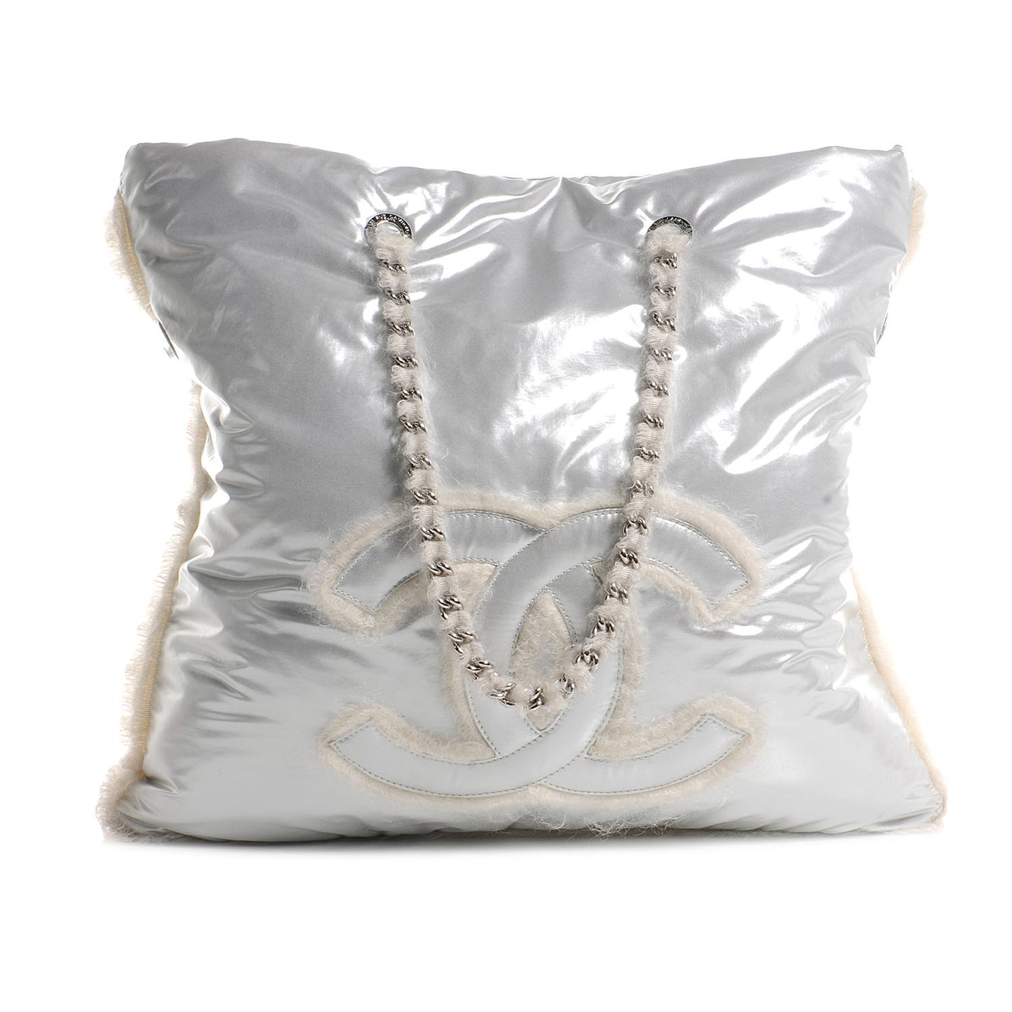 Vinyl Mohair Trimmed CC Bonbons Tote Silver