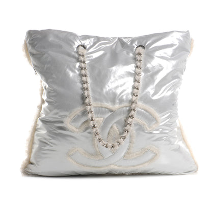 Chanel Vinyl Mohair Trimmed CC Bonbons Tote Silver 1 of 8