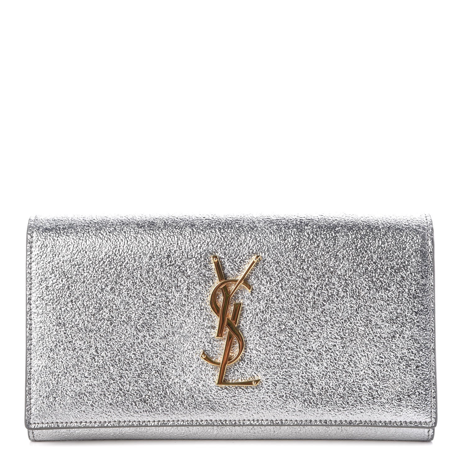 Saint Laurent Grain De Poudre Classic Monogram Cassandre Wallet Silver 1 of 7