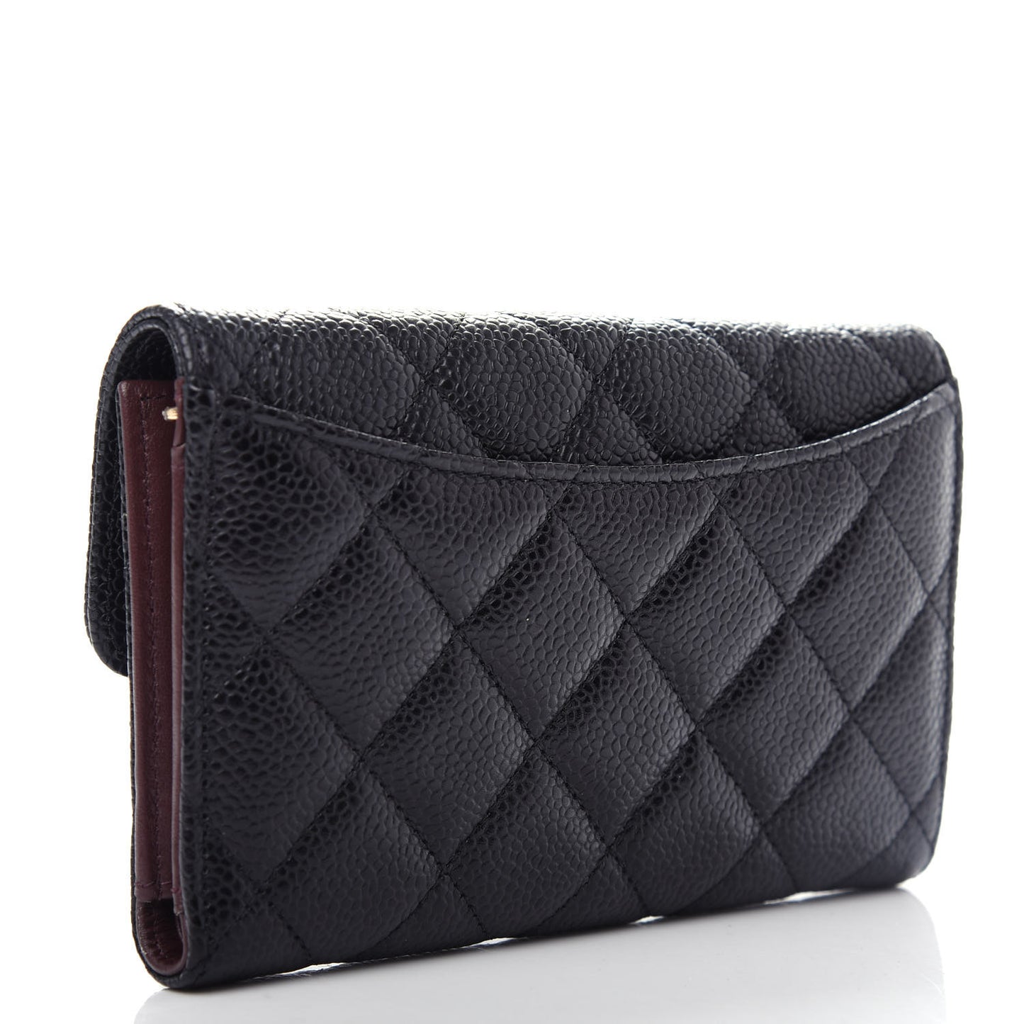 Caviar Quilted Medium Flap Wallet Black