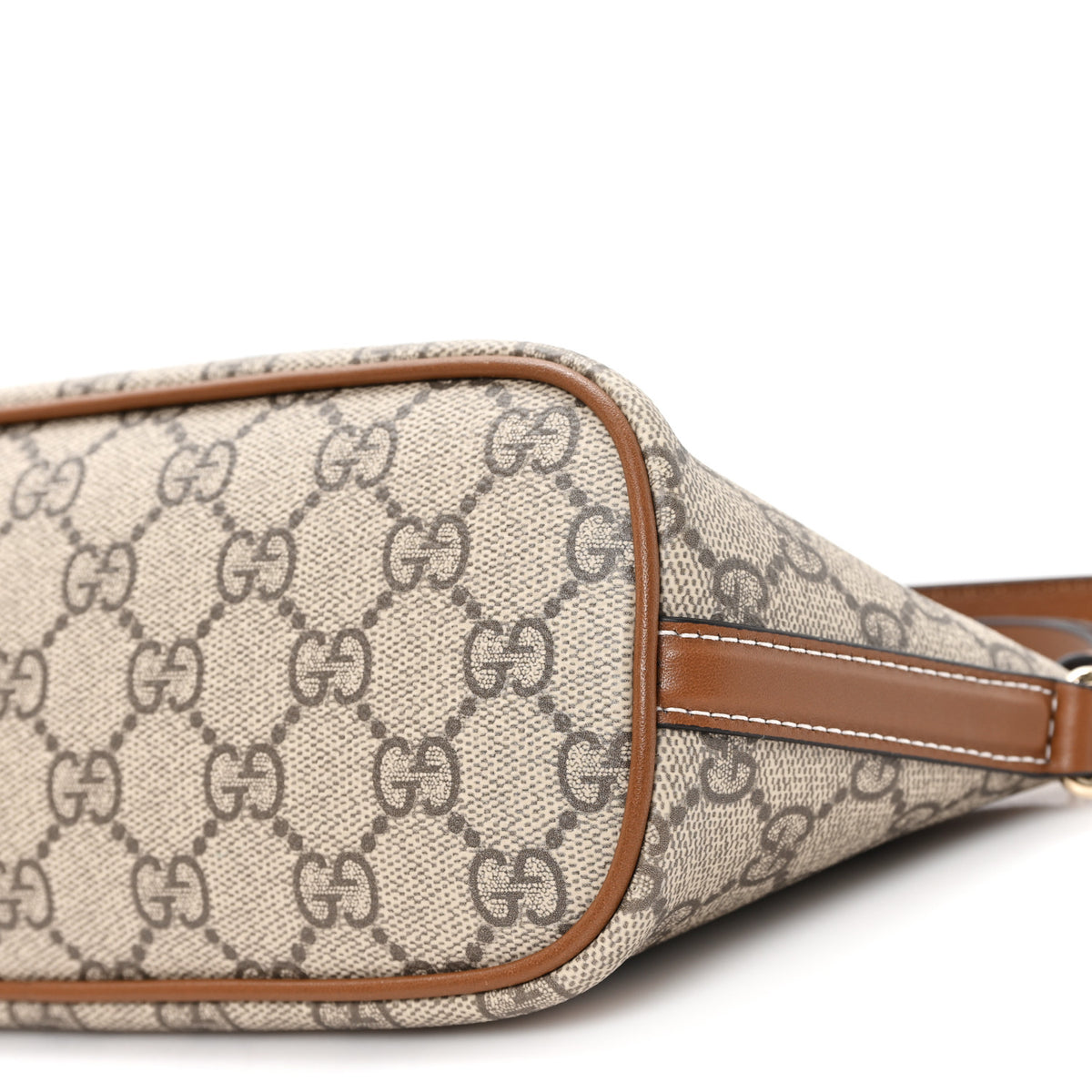 Gucci GG Supreme Monogram Emblem Small Shoulder Bag Beige Dark Brown 9 of 10