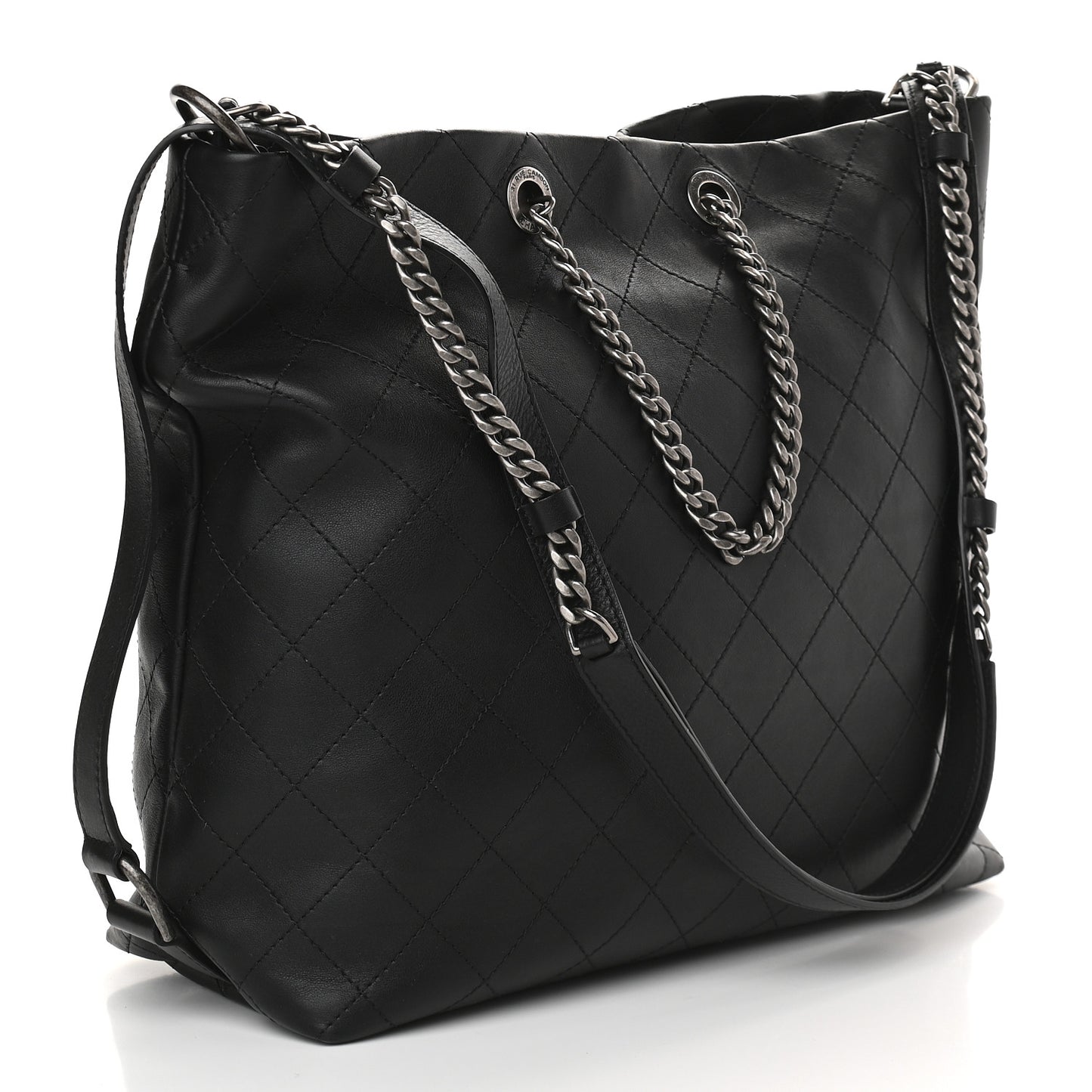 Calfskin Stitched Large Hobo Black