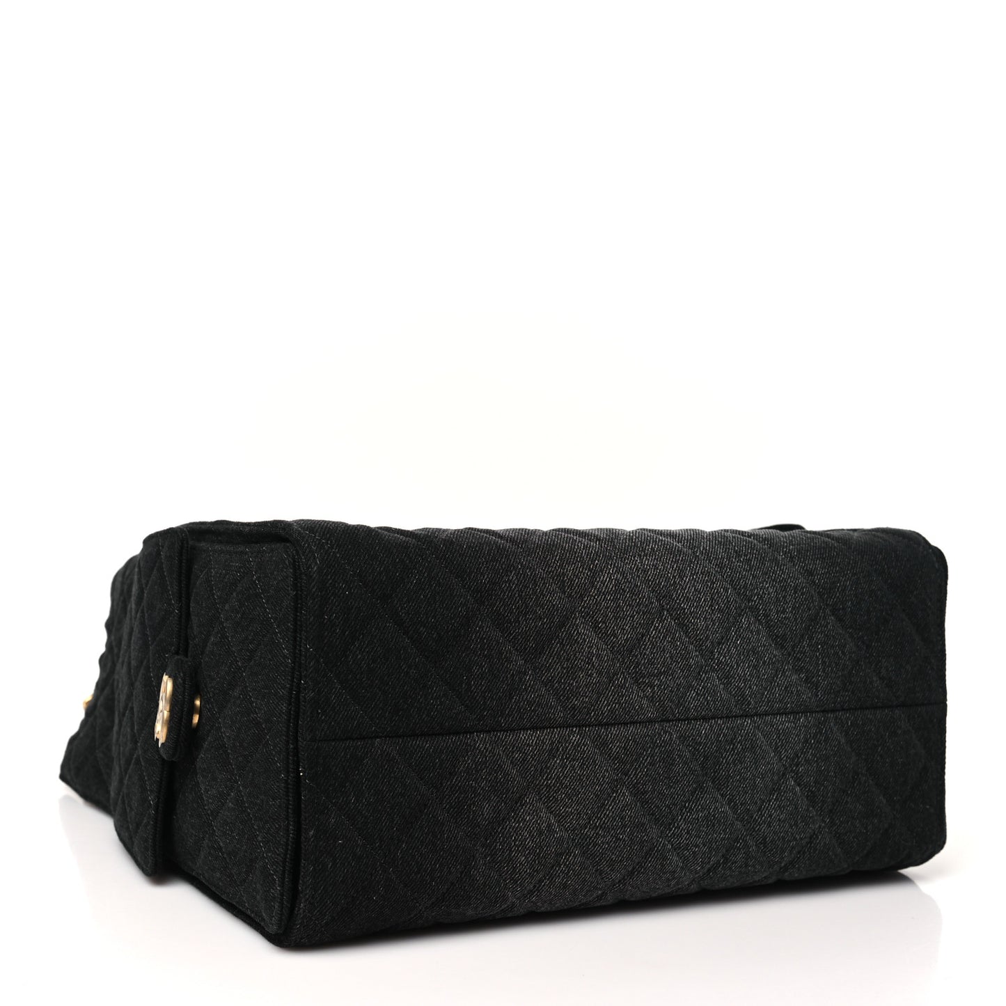 Washed Denim Quilted Medium Chanel 25 Handbag Black