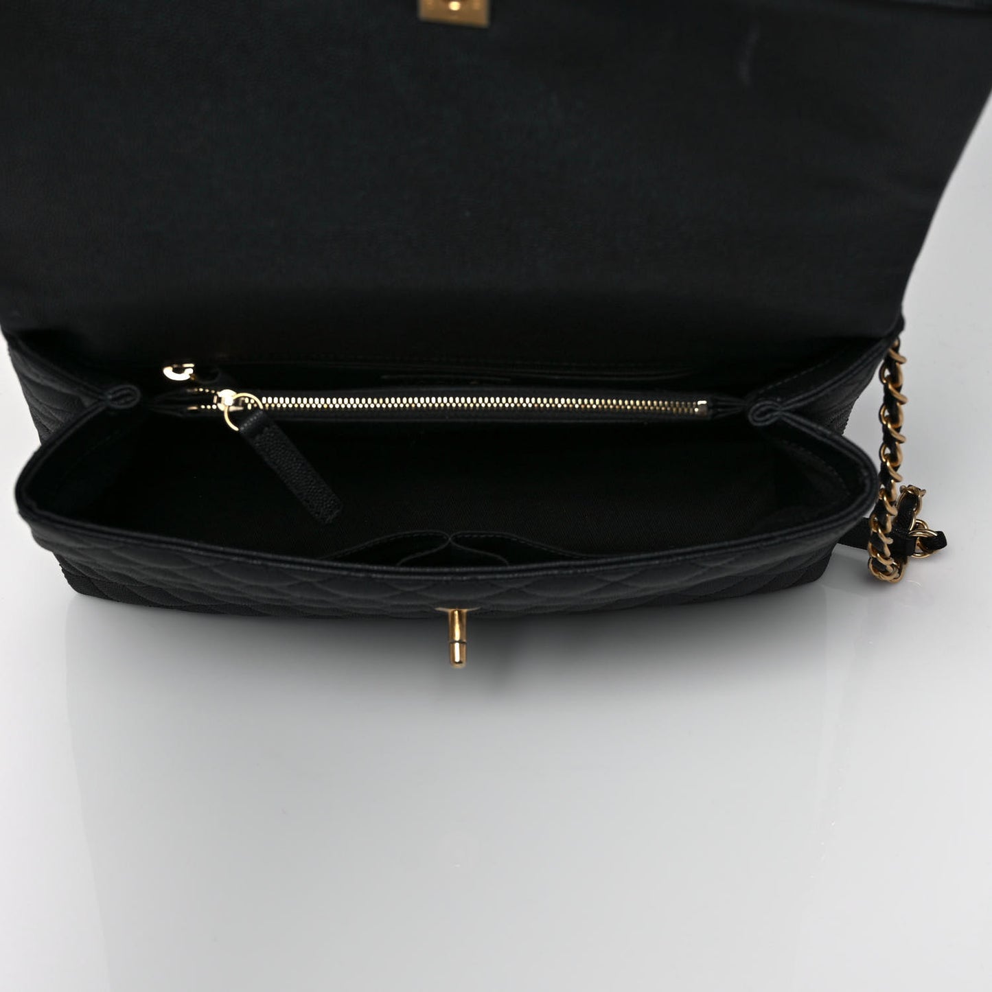 Caviar Lizard Quilted Medium Coco Handle Flap Black