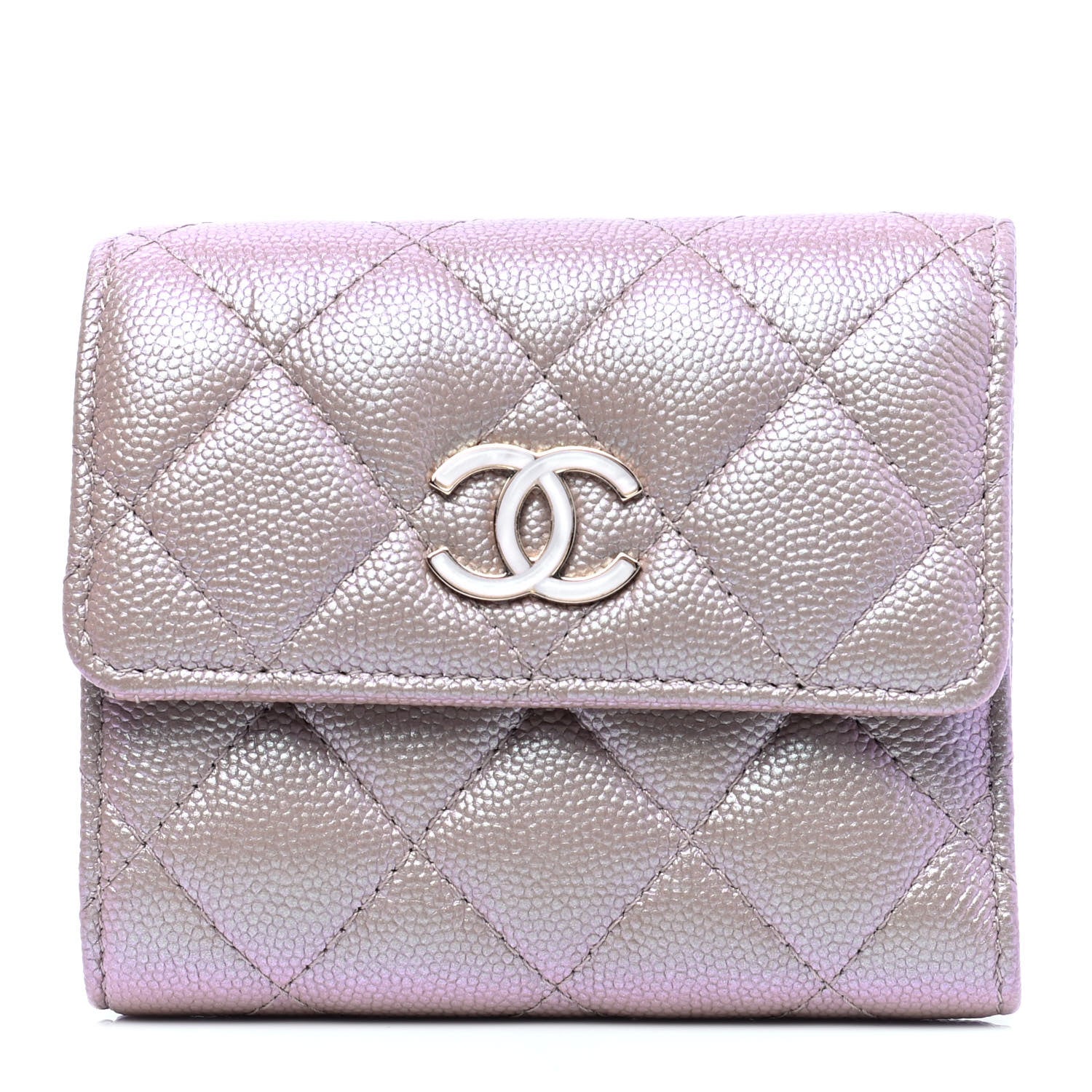 Chanel Iridescent Caviar Quilted Small Flap Wallet Beige 1 of 5