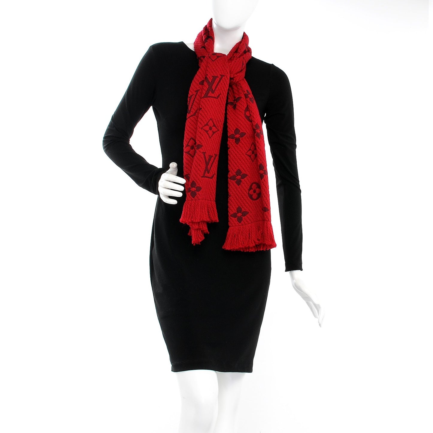 Wool Silk Logomania Scarf Rubis