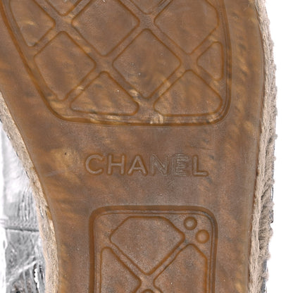 Chanel Laminated Goatskin CC Espadrilles 42 Silver 7 of 10