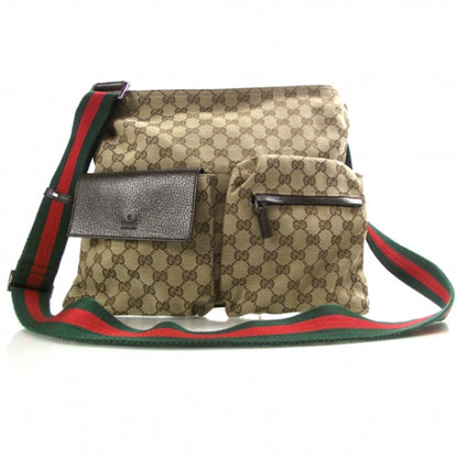 Gucci Monogram Web Medium Double Pocket Messenger Bag Dark Brown 1 of 11