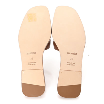 Hermes Box Calfskin Oran Sandals 36 Gold 6 of 10
