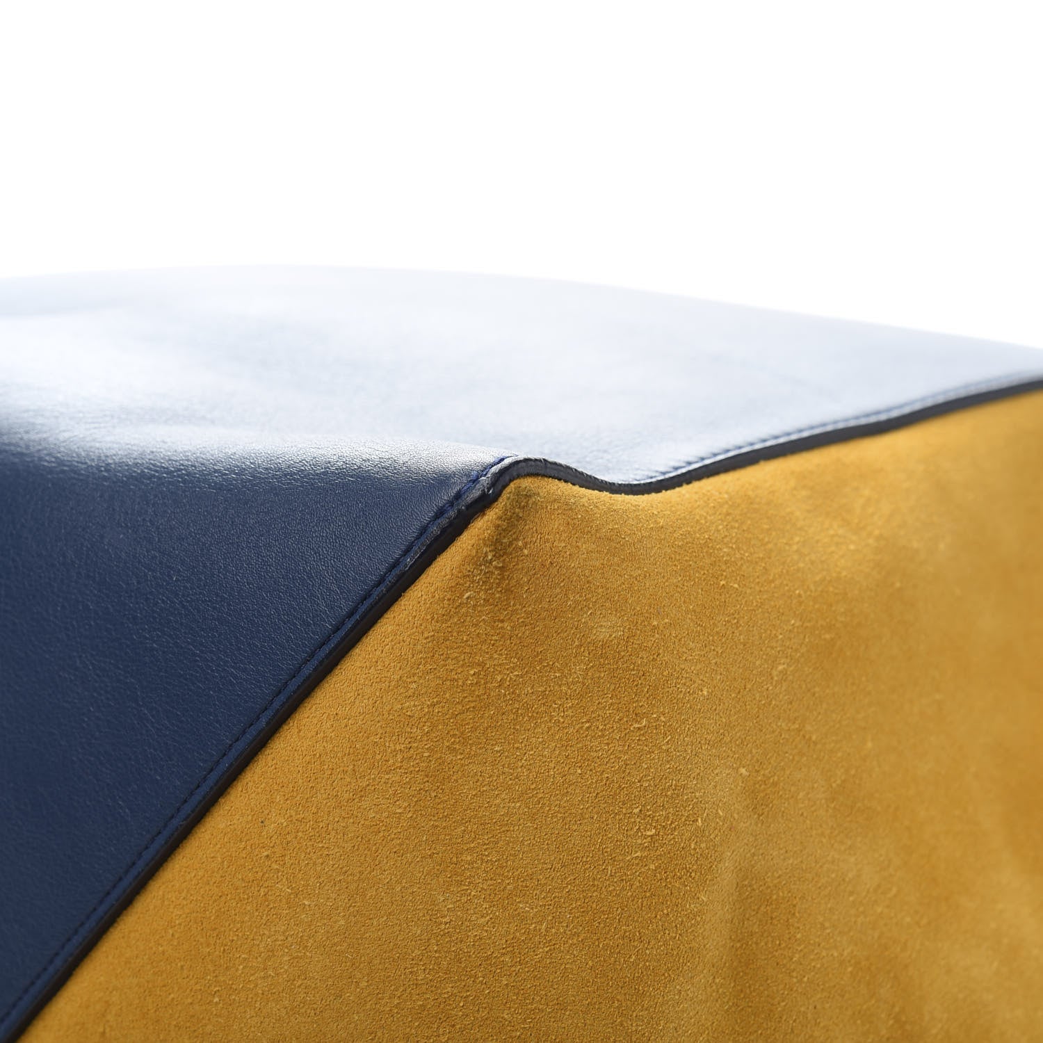 Celine Calfskin Suede Medium Phantom Luggage Cabas Yellow Blue 12 of 15