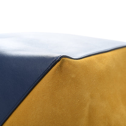 Celine Calfskin Suede Medium Phantom Luggage Cabas Yellow Blue 12 of 15