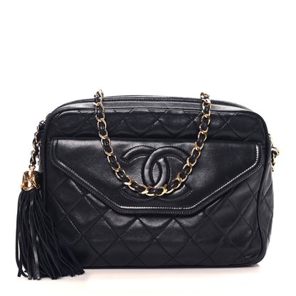 Chanel Lambskin Quilted Tassel Camera Case Navy 1 of 11