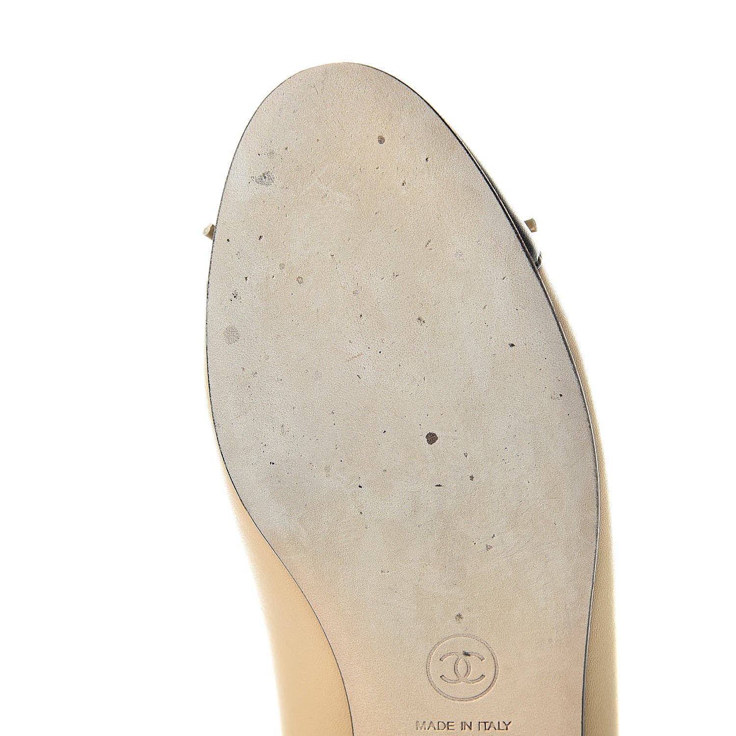 Chanel Lambskin Cap Toe CC Ballerina Flats 36 Beige Black 8 of 13