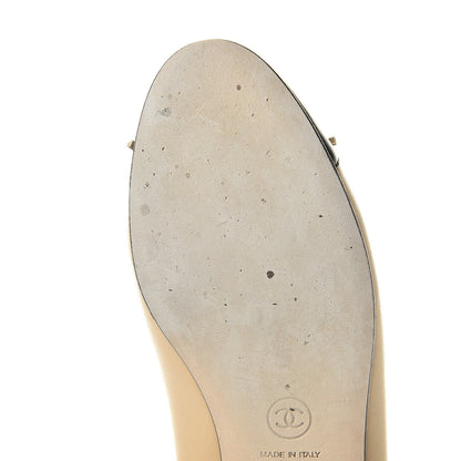Chanel Lambskin Cap Toe CC Ballerina Flats 36 Beige Black 8 of 13