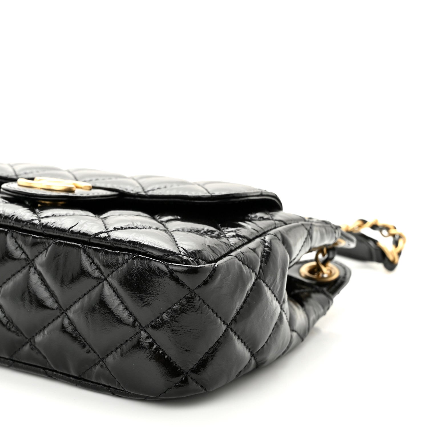 Chanel Shiny Crumpled Calfskin Quilted Small Wavy CC Hobo Black 10 of 12