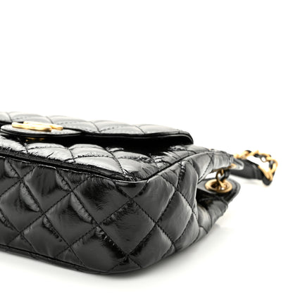 Chanel Shiny Crumpled Calfskin Quilted Small Wavy CC Hobo Black 10 of 12