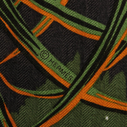 Hermes Cashmere Silk Tyger Tyger Shawl 140 Vert Caramel Vert Amande 6 of 7