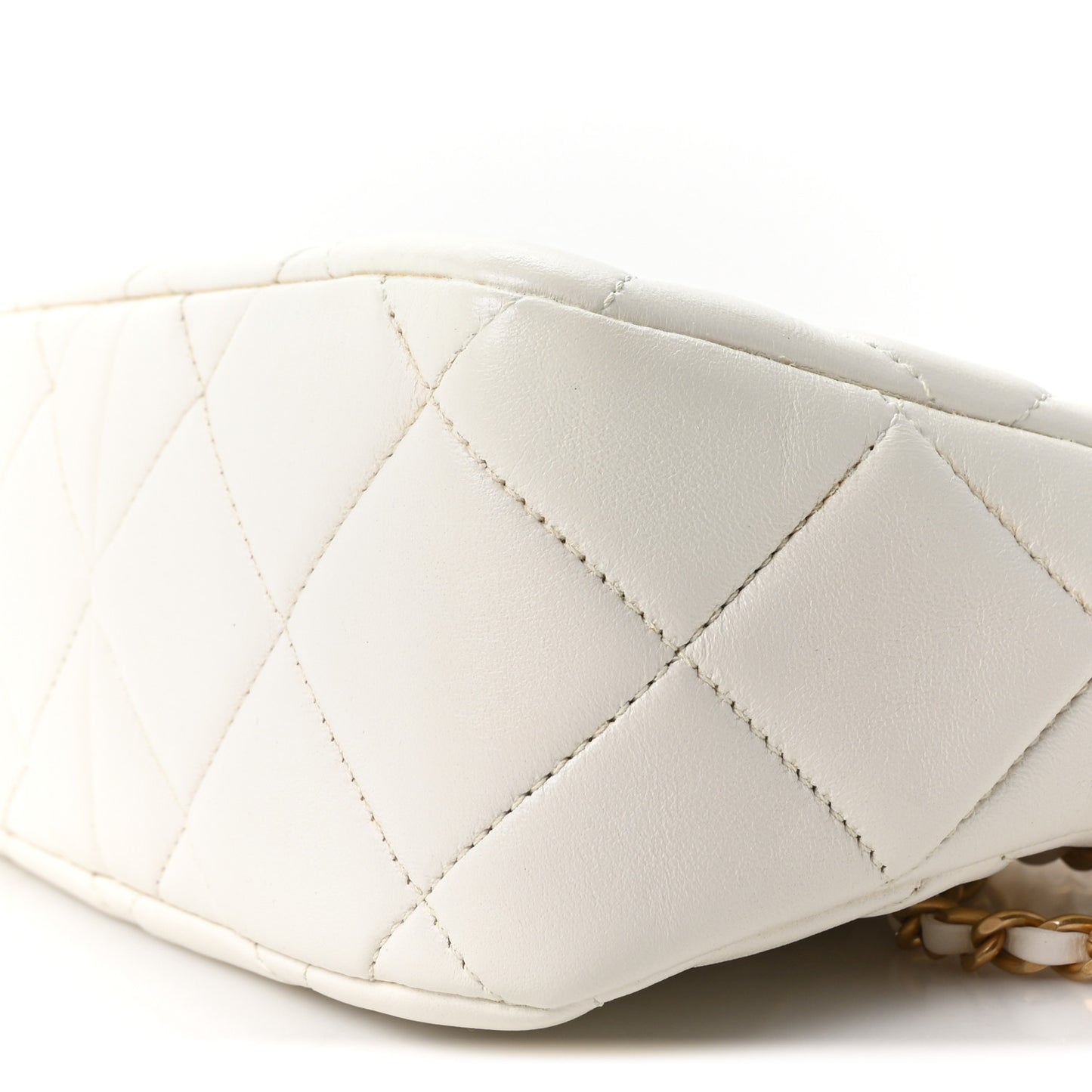 Lambskin Quilted Mini Pearl Crush Hobo White