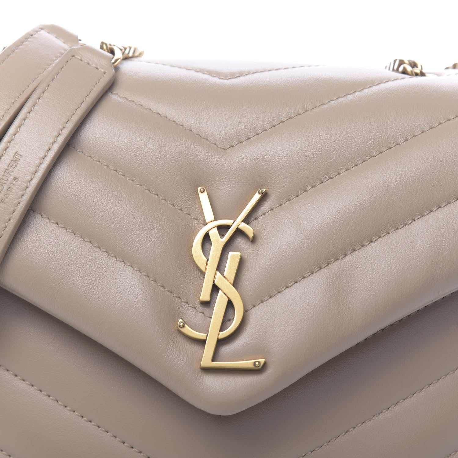 Saint Laurent Calfskin Y Quilted Monogram Small Loulou Chain Satchel Nude Powder 9 of 9