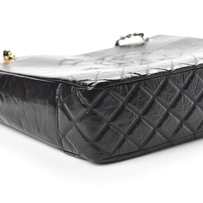 Chanel Shiny Aged Calfskin Quilted Large Shopping Bag Black 6 of 11
