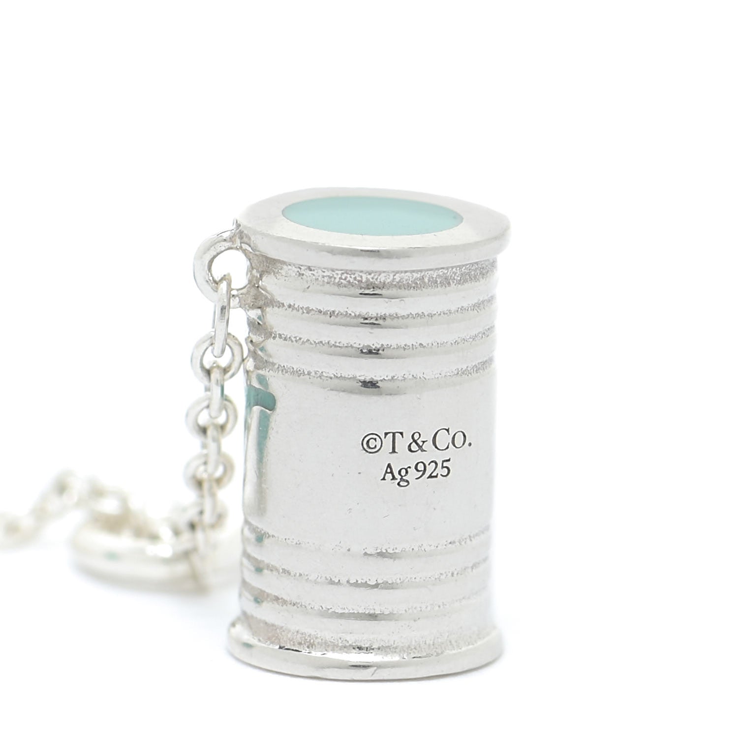 Tiffany Sterling Silver Enamel Just Married Can Charm Blue 3 of 4