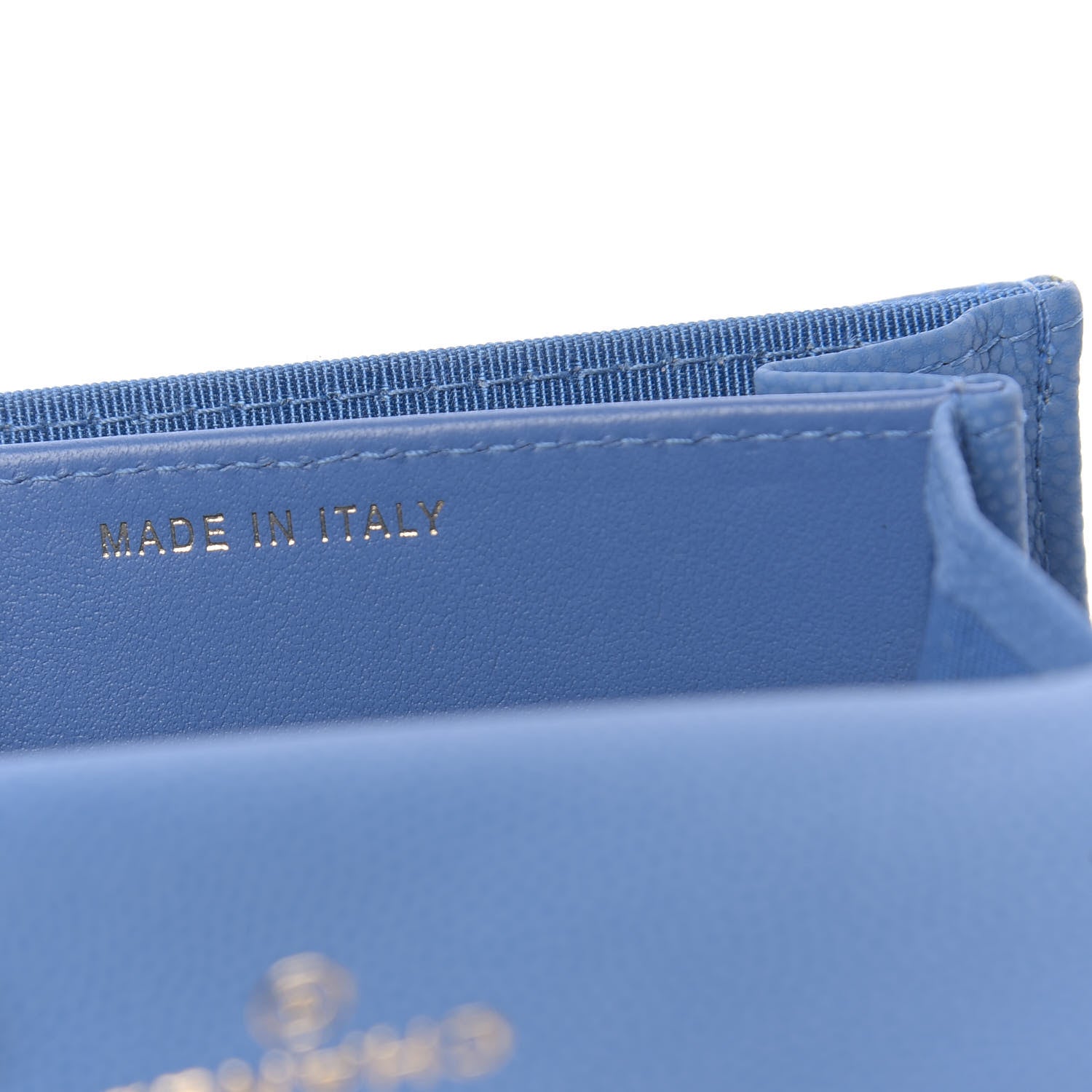 Chanel Caviar Flat Chevron Quilted Flap Card Holder Blue 7 of 9