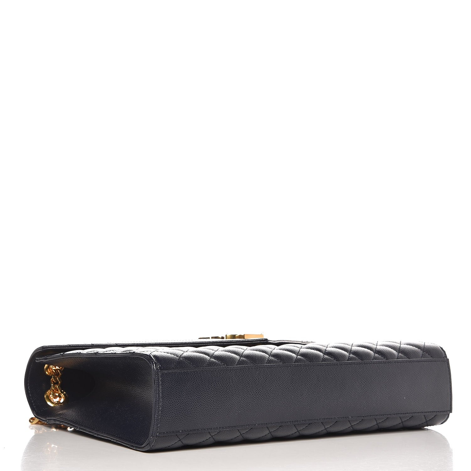 Saint Laurent Grain De Poudre Mixed Matelasse Large Triquilt Monogram Satchel Deep Marine 5 of 8