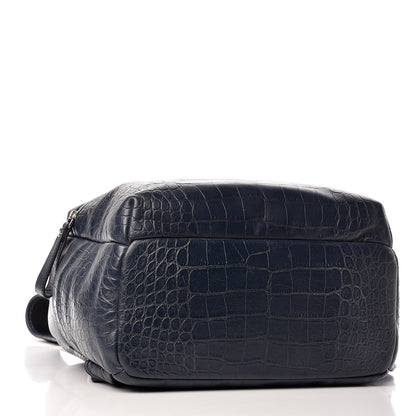 MCM Calfskin Crocodile Embossed Large Luxus Backpack Blue 4 of 24