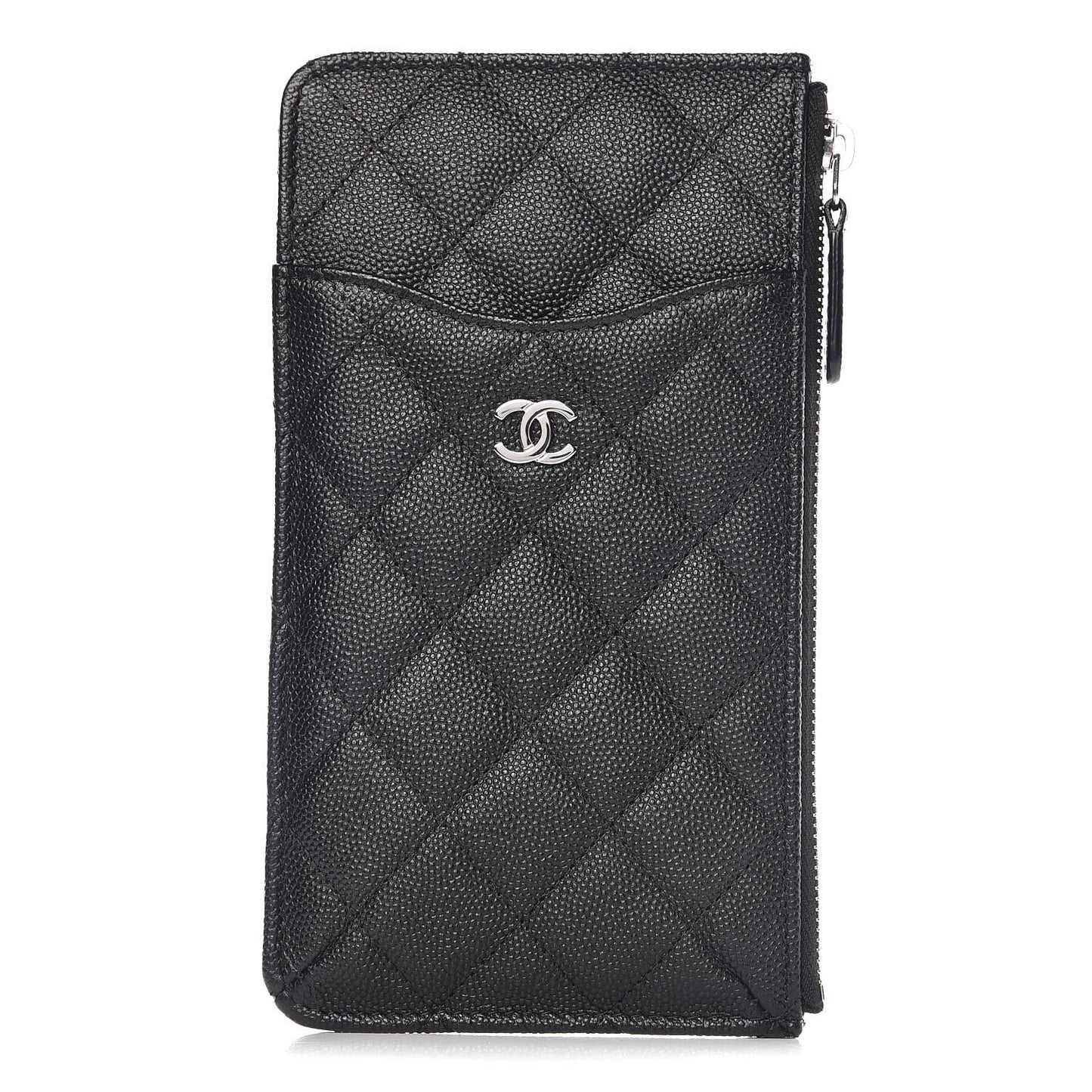 Caviar Quilted Classic Flat Wallet Pouch Black
