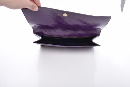 Saint Laurent Textured Patent Monogram Large Belle De Jour Clutch Purple 13 of 16