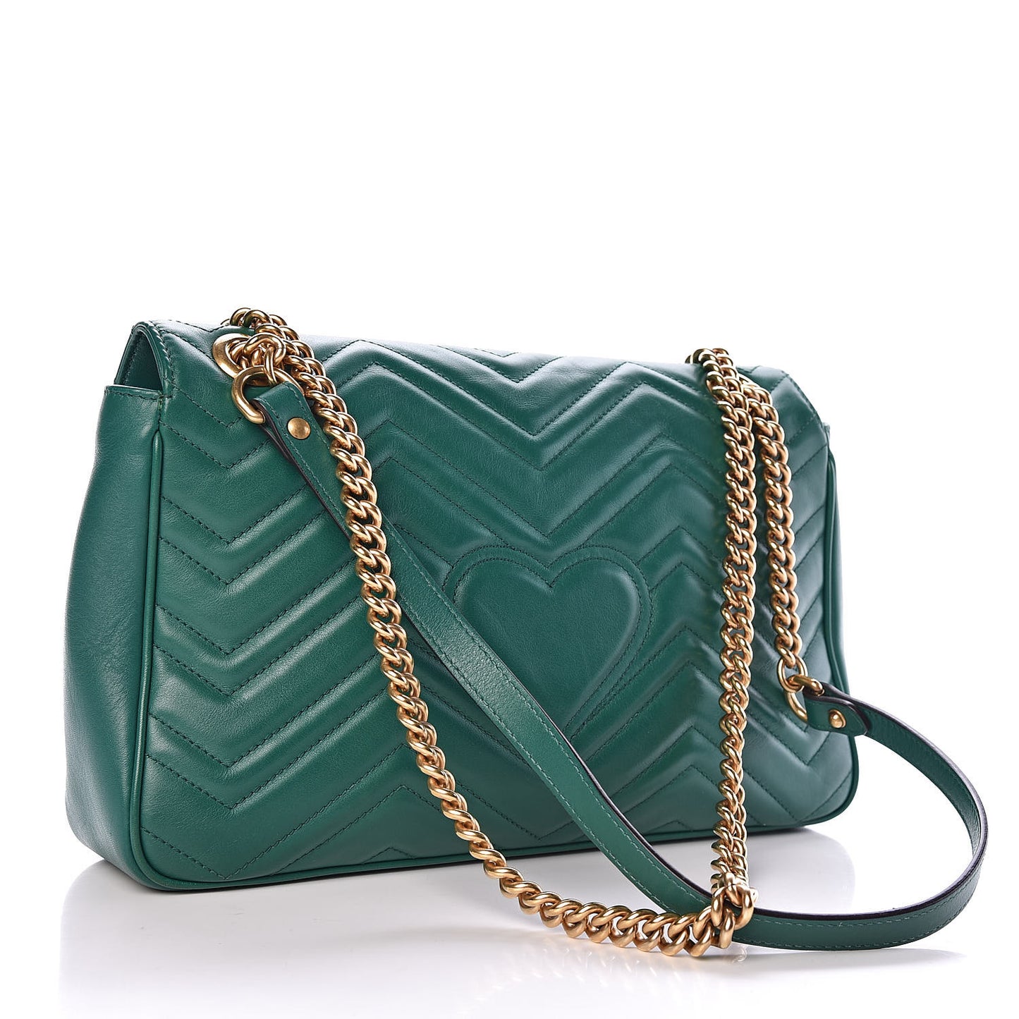 Calfskin Matelasse Medium GG Marmont Shoulder Bag Emerald Green