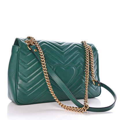 Gucci Calfskin Matelasse Medium GG Marmont Shoulder Bag Emerald Green 3 of 10