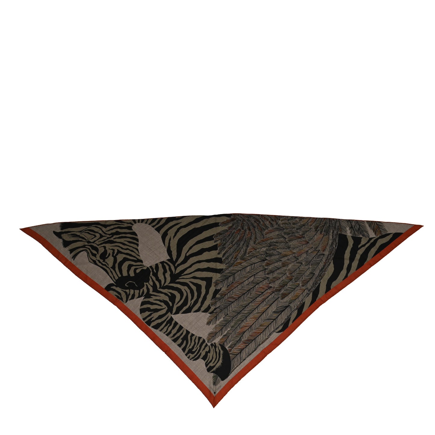 Cashmere Silk Zebra Pegasus Pointe Triangle Scarf Etoupe Bordeaux Black