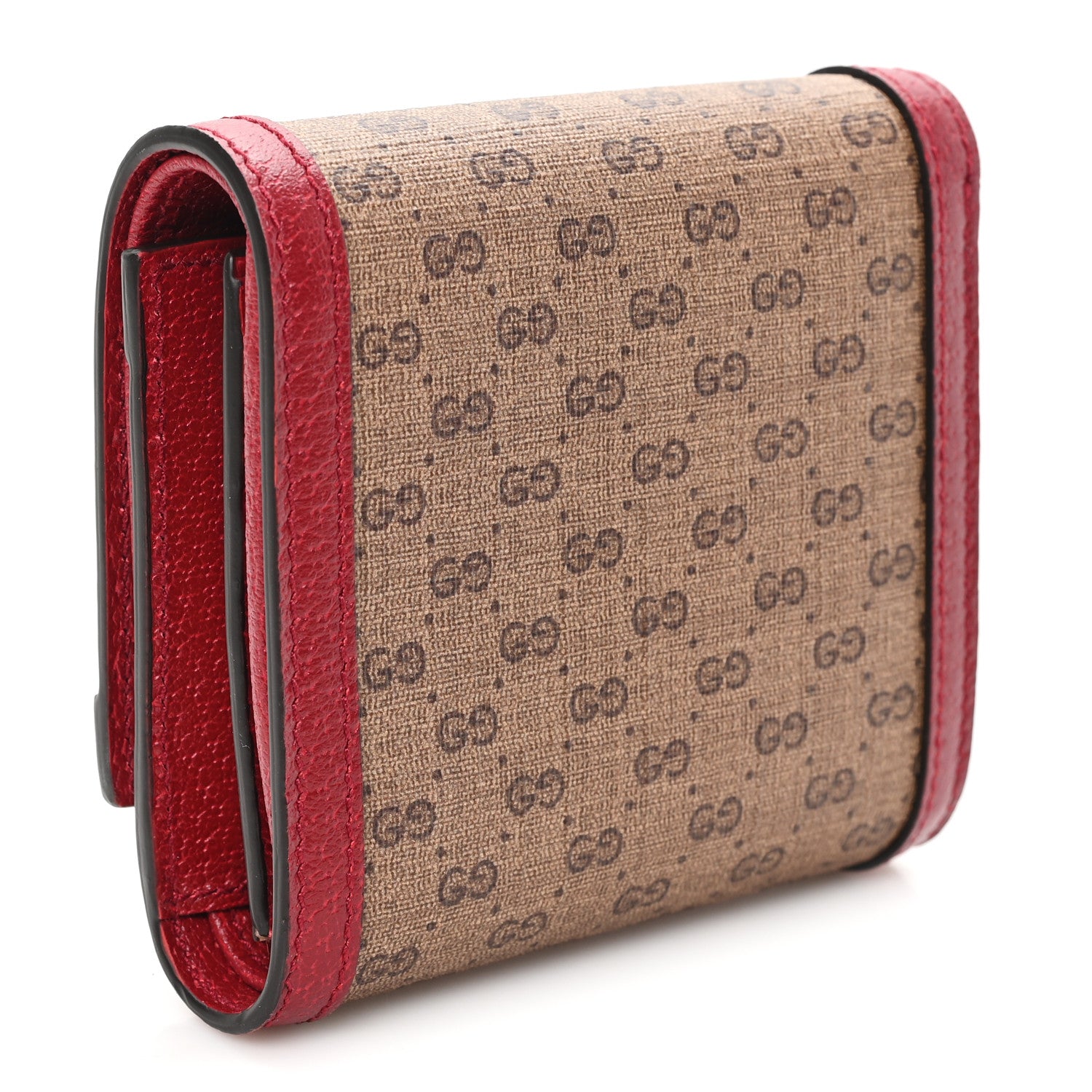 Gucci X DORAEMON Mini Vintage GG Supreme Monogram Card Case Wallet Beige Cherry Red 3 of 6