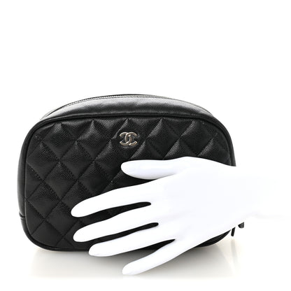Chanel Caviar Quilted Medium Curvy Pouch Cosmetic Case Black 2 of 9
