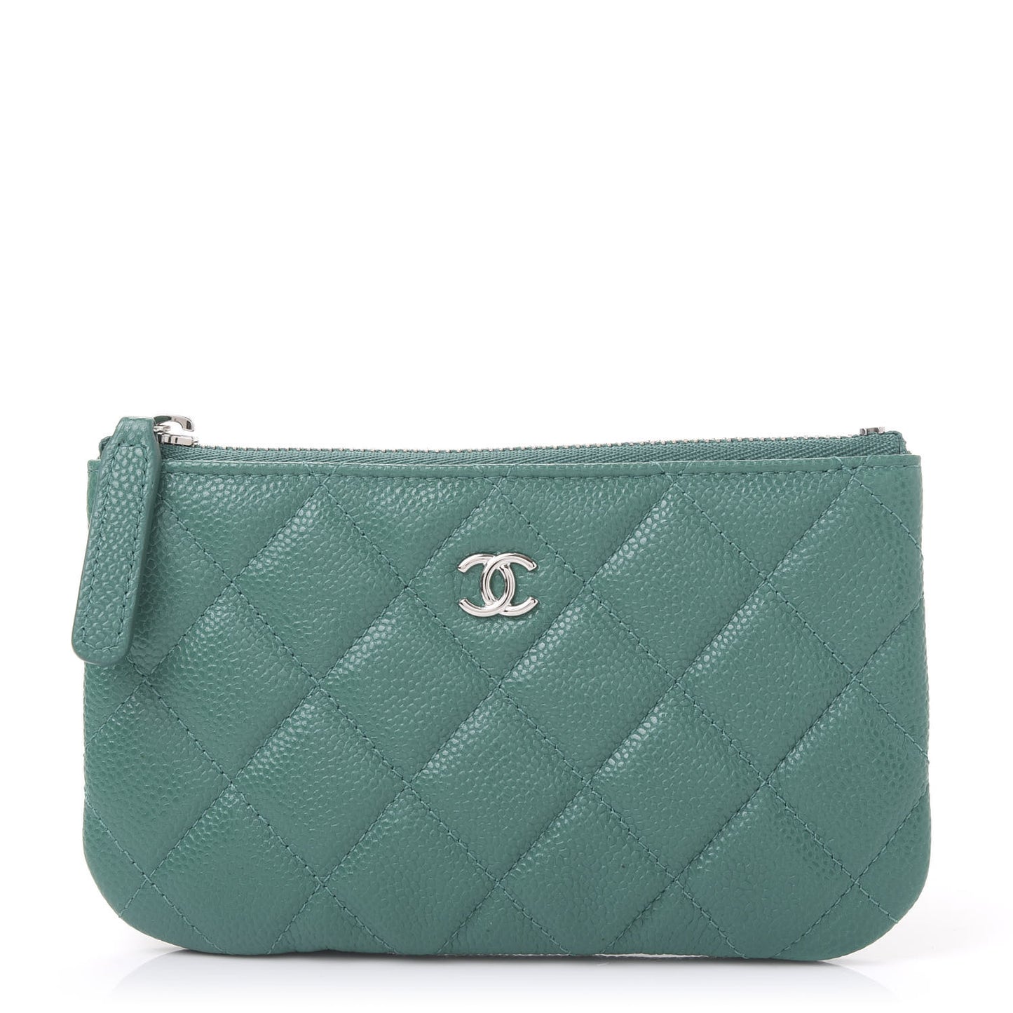 Caviar Quilted Small Cosmetic Case Green
