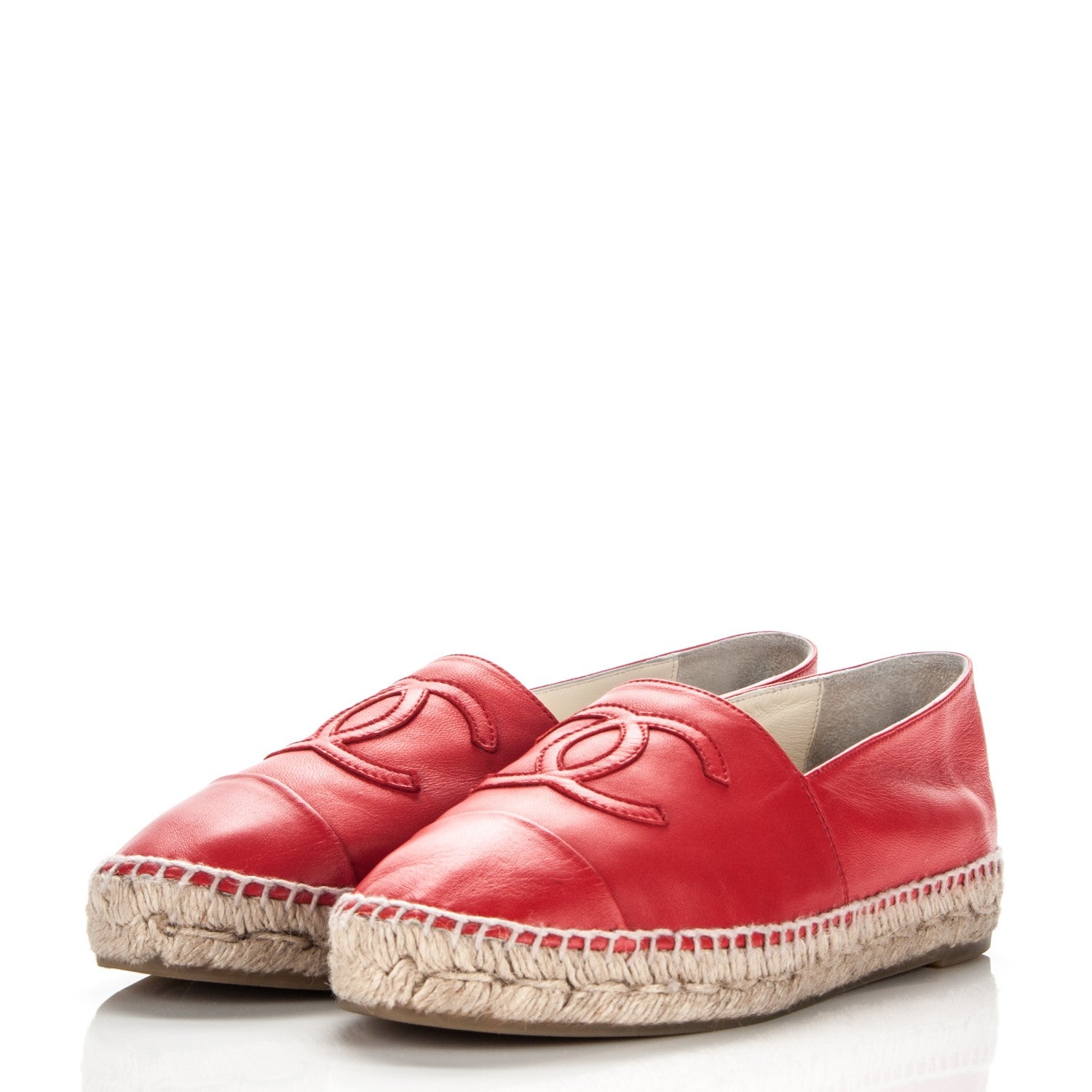 Chanel Lambskin CC Espadrilles 39 Red 3 of 8