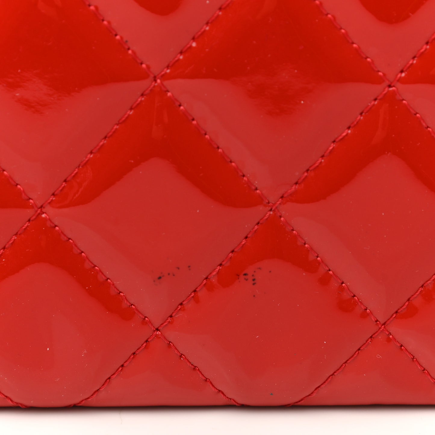 Calfskin Patent Quilted Medium Cosmetic Case Red
