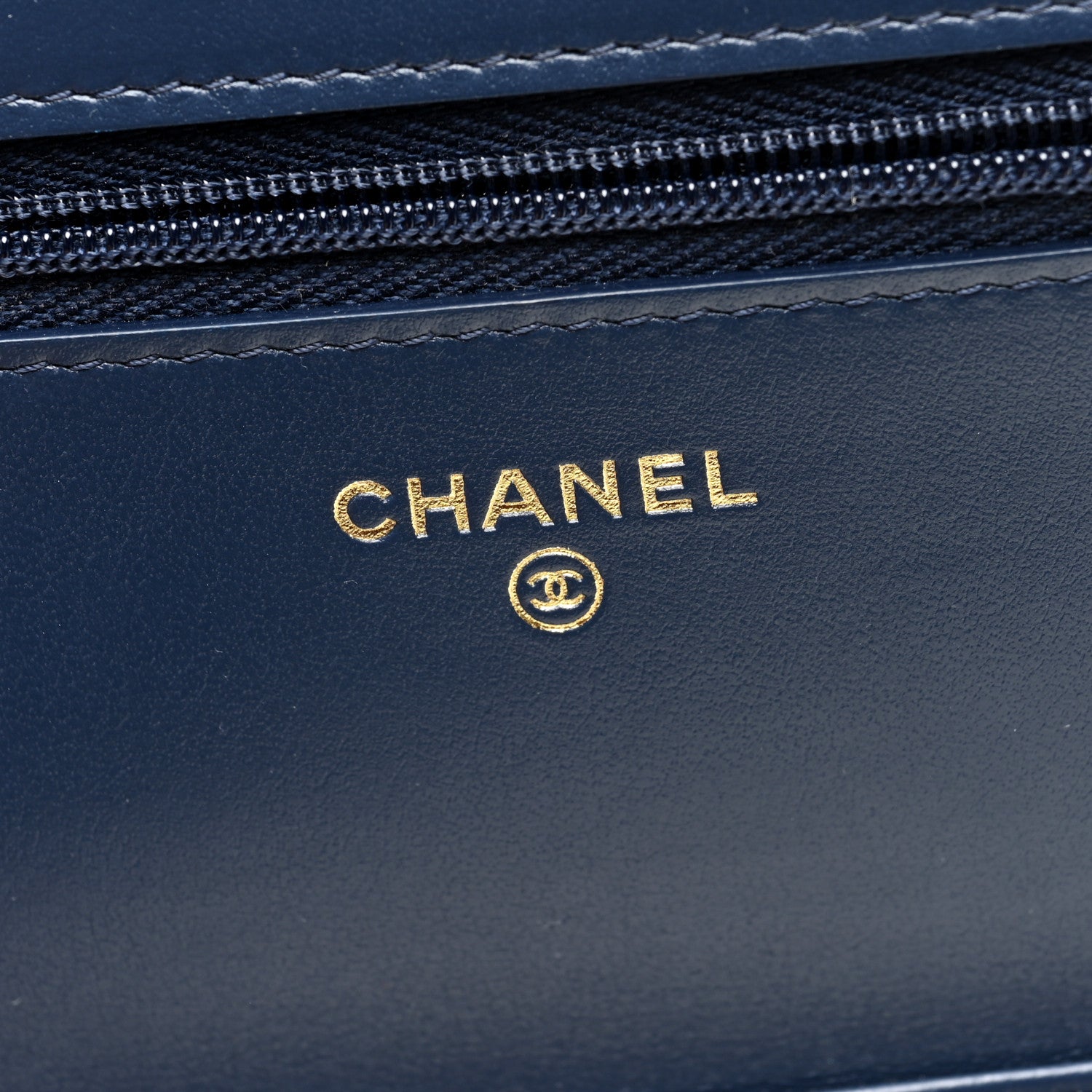 Chanel Denim Printed Wallet On Chain WOC Dark Blue 6 of 11