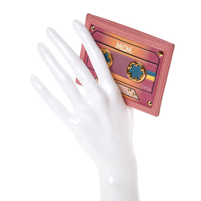 MCM Calfskin Cassette Mini Card Case Velvet Pink 2 of 7