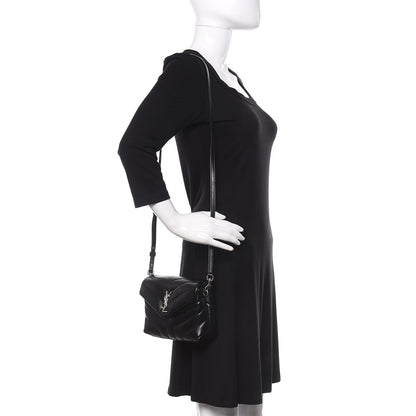Saint Laurent Calfskin Y Quilted Monogram Toy Loulou Crossbody Bag Black 2 of 10