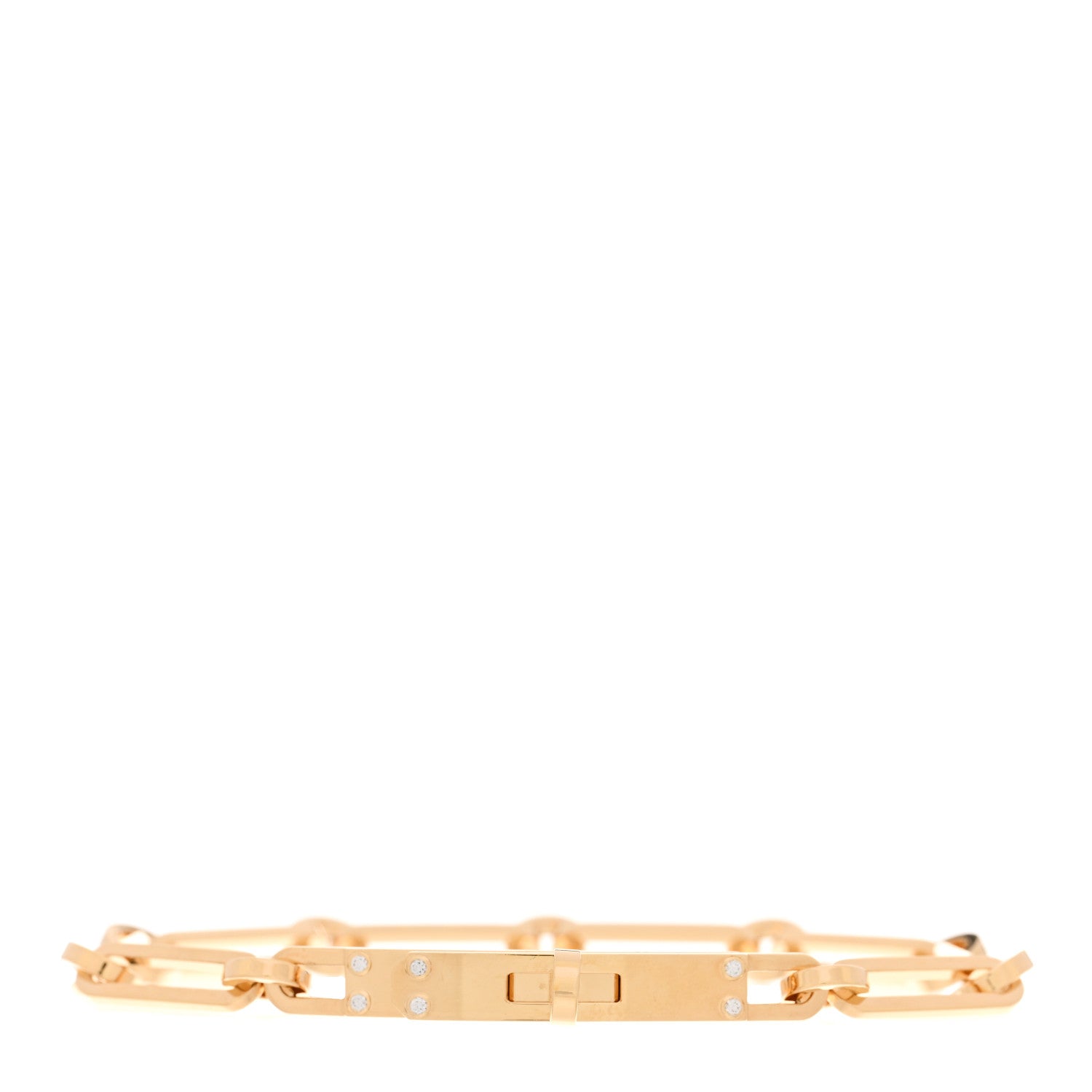 Hermes 18K Yellow Gold Diamond PM Kelly Chaine Bracelet SH 1 of 5