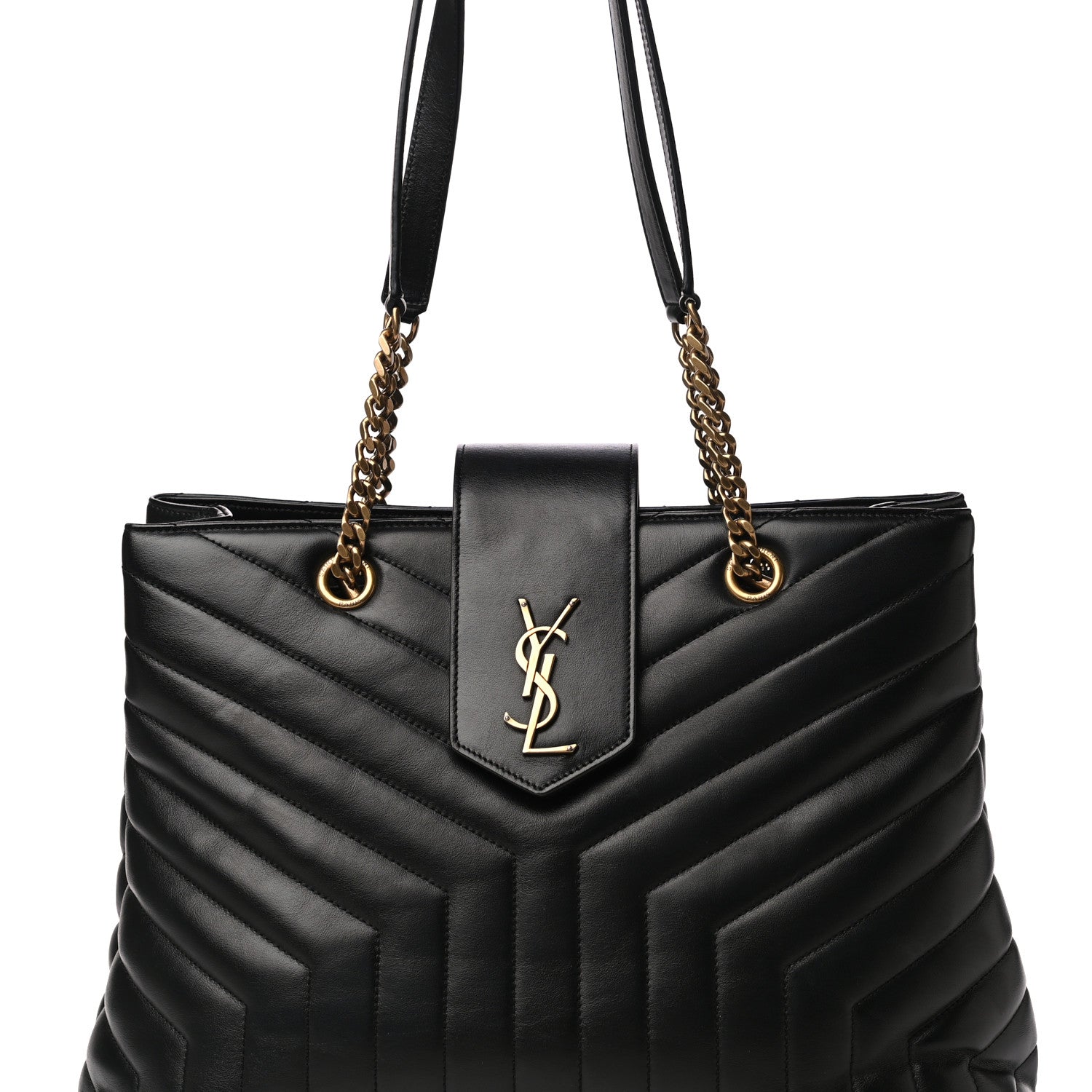 Saint Laurent Calfskin Y Quilted Monogram Large Loulou Shopper Black 7 of 9