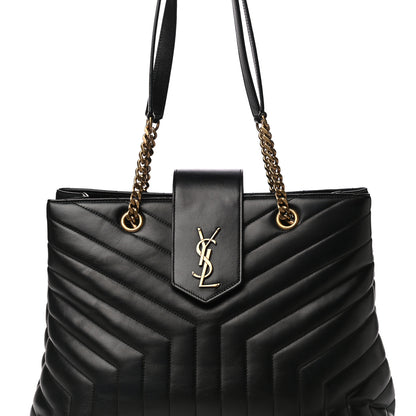 Saint Laurent Calfskin Y Quilted Monogram Large Loulou Shopper Black 7 of 9