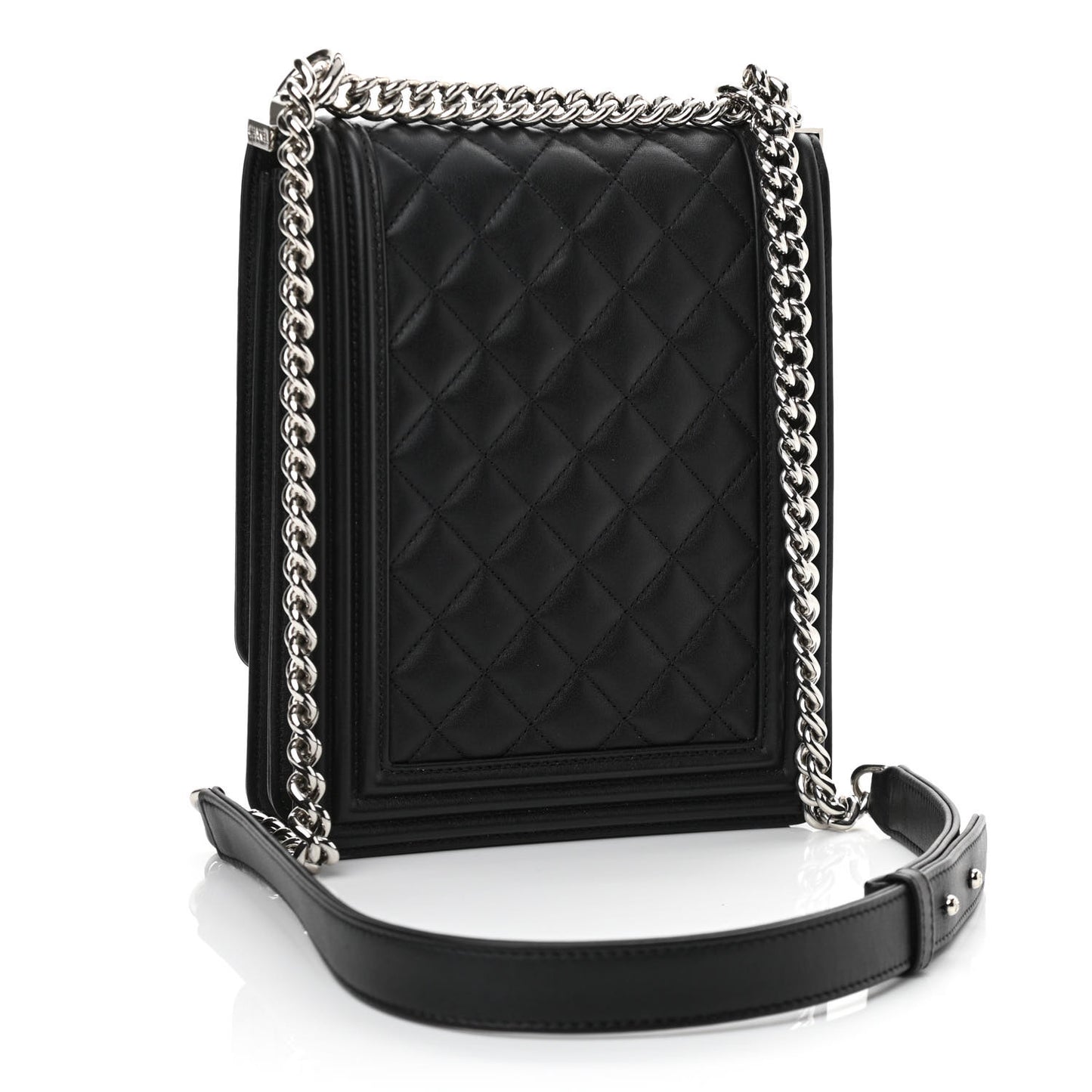 Calfskin Quilted North South Boy Flap Black