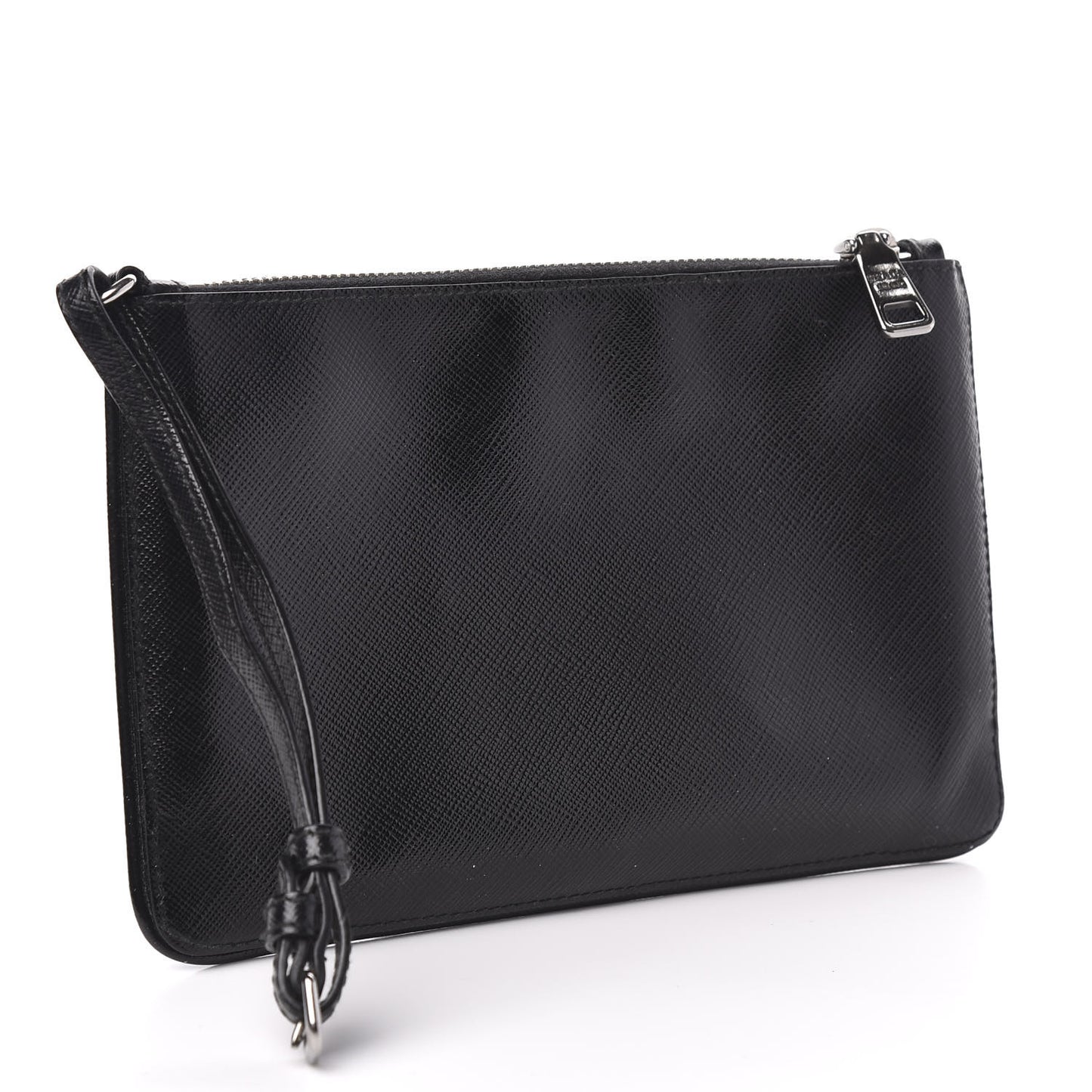 Saffiano Vernice Crystal Studded Clutch Wristlet Black