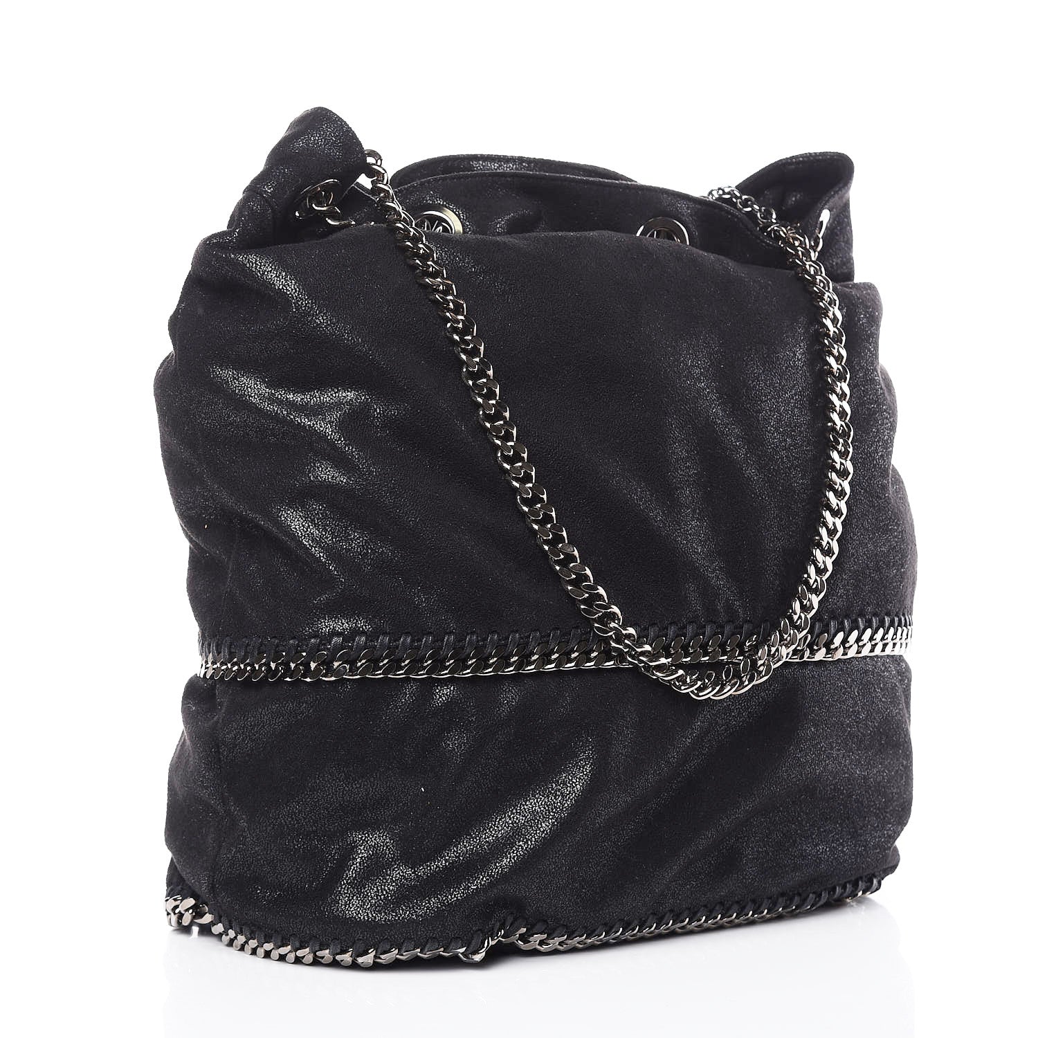 Stella McCartney Chamois Shiny Dotted Large Falabella Bucket Bag Ruthenium 3 of 10